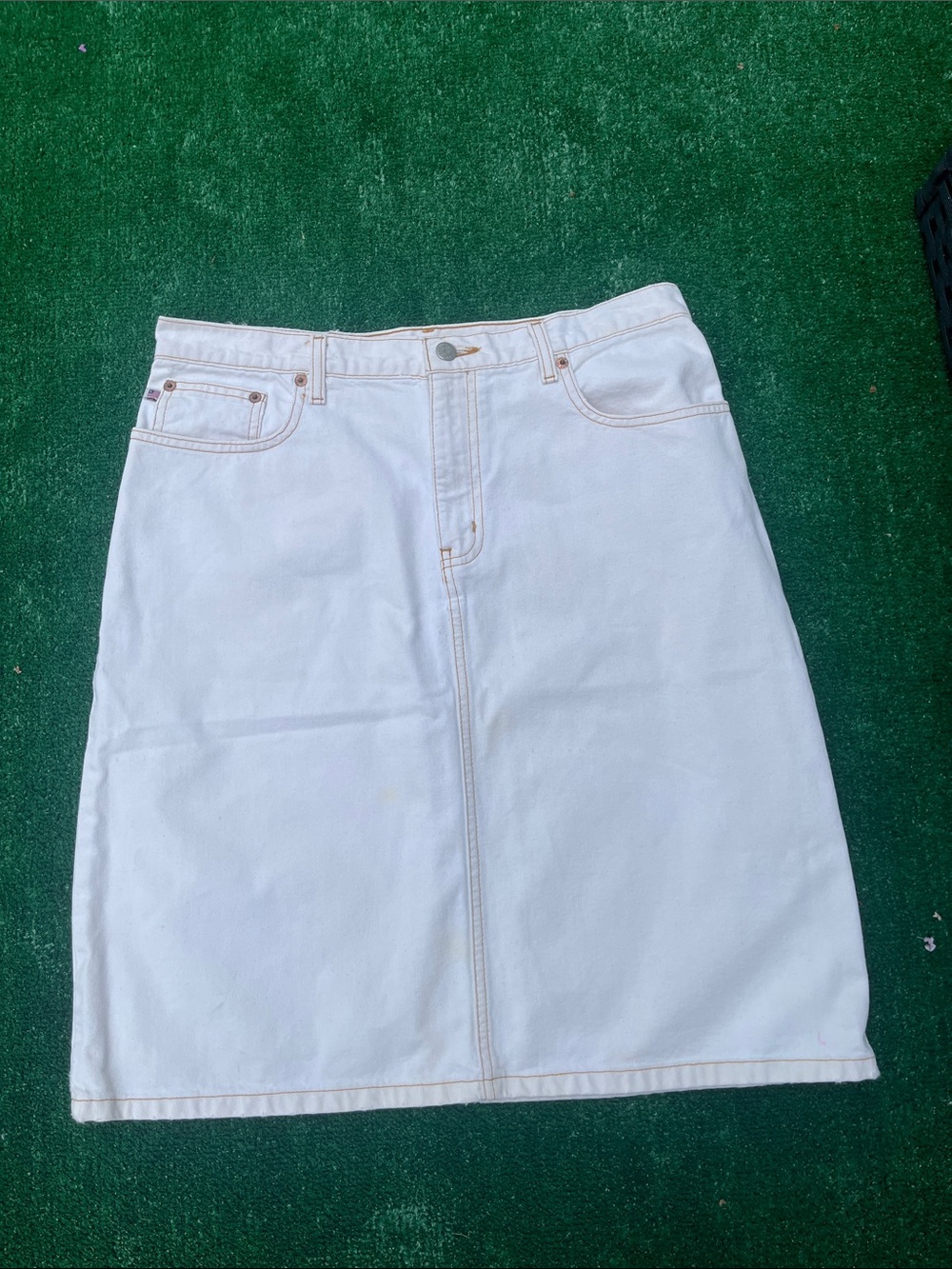 Polo by Ralph Lauren White Denim Midi Skirt